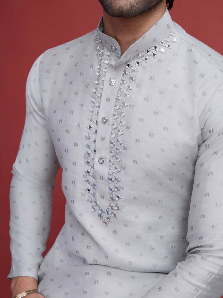 Vastranavya Exclusive Festival Wear Viscose Mirror Work on Self Weaving Kurta Only