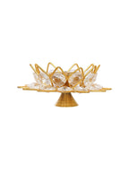 eCraftIndia Gold-Toned & White 2 Pieces Crystal Lotus Shape Brass Diyas