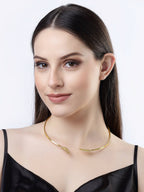 NVR Women Gold-Polished Circular Choker Necklace