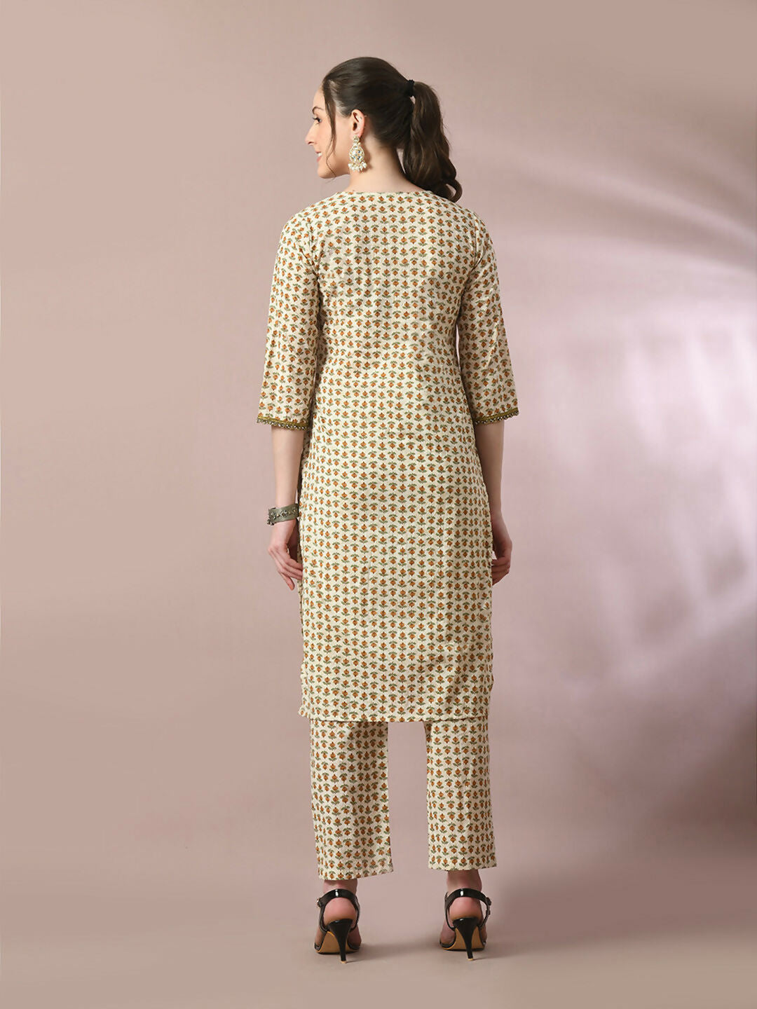 Myshka Women's Multi Printed Cotton Straight Party Kurta Set