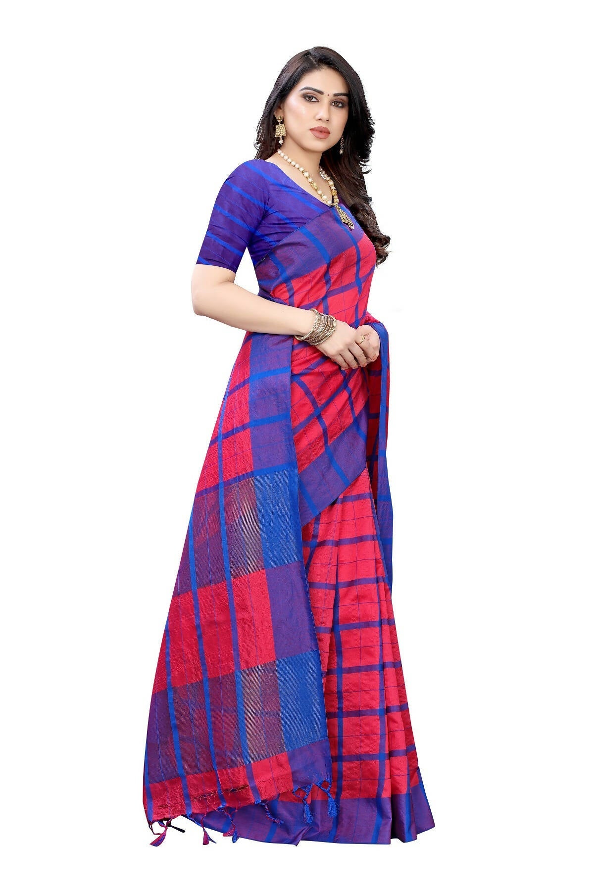 Vamika Pink Cotton Silk Weaving Saree (SATURN PINK) - Distacart