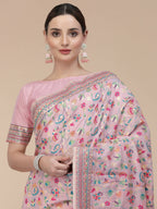 Light Pink Silk Blend Woven Design Saree With Unstitched Blouse Piece - Aloki
