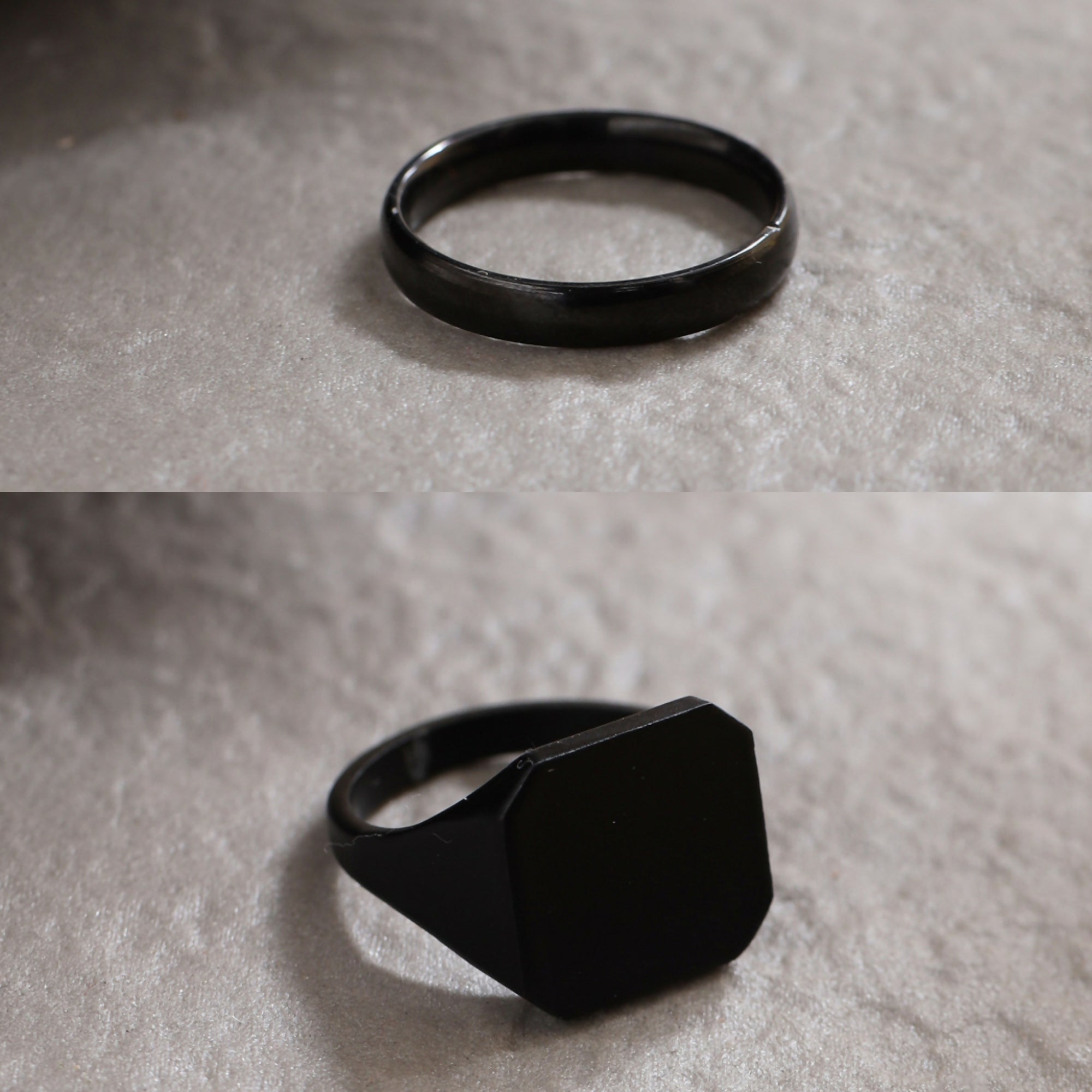 NVR Men's Set of 2 Black Rhodium-Plated Finger Ring