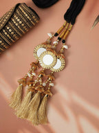 Ruby Raang Gold Gota Pati Work And Threads With Pearls And Black Thread And Mirrors - Distacart