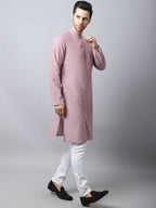 Even Apparels Red Pure Cotton Men's Kurta With Band Collar - Distacart