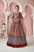 Everywhere Designer Maroon Dola Silk Gown With Dupatta - Anbazaar - Distacart