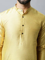 Even Apparels Yellow Color Art Silk Banarsi Silk Men's Kurta With Band Collar (BS017) - Distacart
