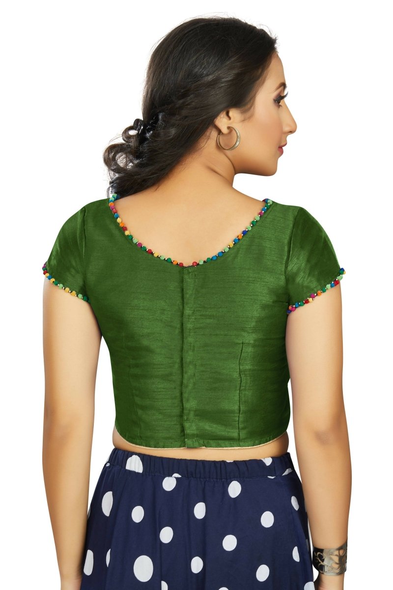 Aastha Fashion Women's Green Art Silk Designer Party Wear Readymade Blouse