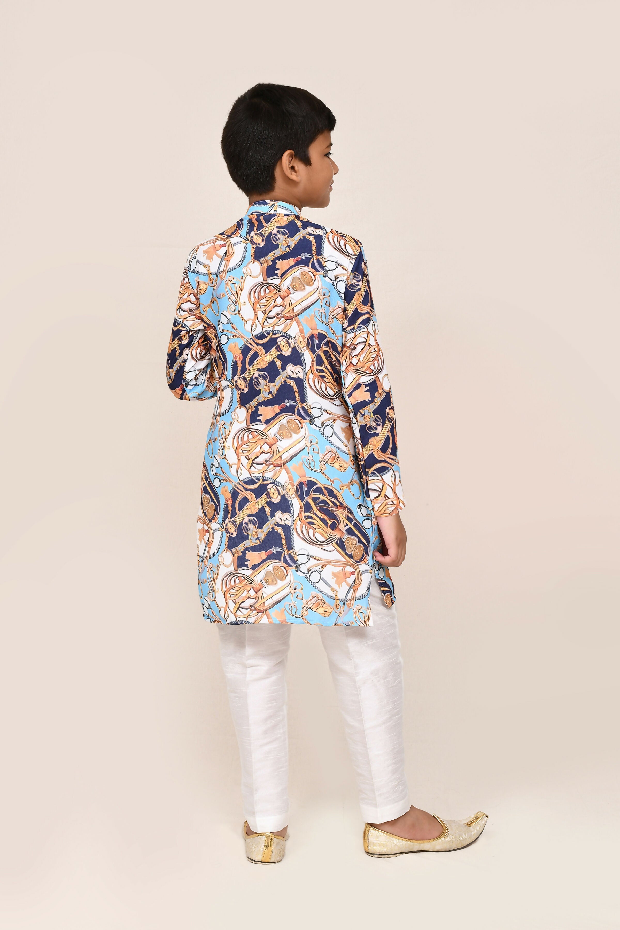 Joban Fashion Cotton Silk Blue Kurta With Straight Fit Pant