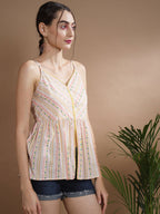Myshka Women's Multi Printed Sweetheart Neck Top