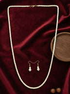 NVR Women Gold Plated White Pearl Necklace With Earrings - Distacart