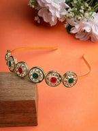 NVR Women's Multi colour Kundan Gold-Polished Embellished Hairband