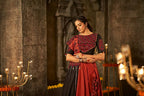 Orange Cotton Thread Embroidered Navratri Lehenga Choli with Dupatta - Raas