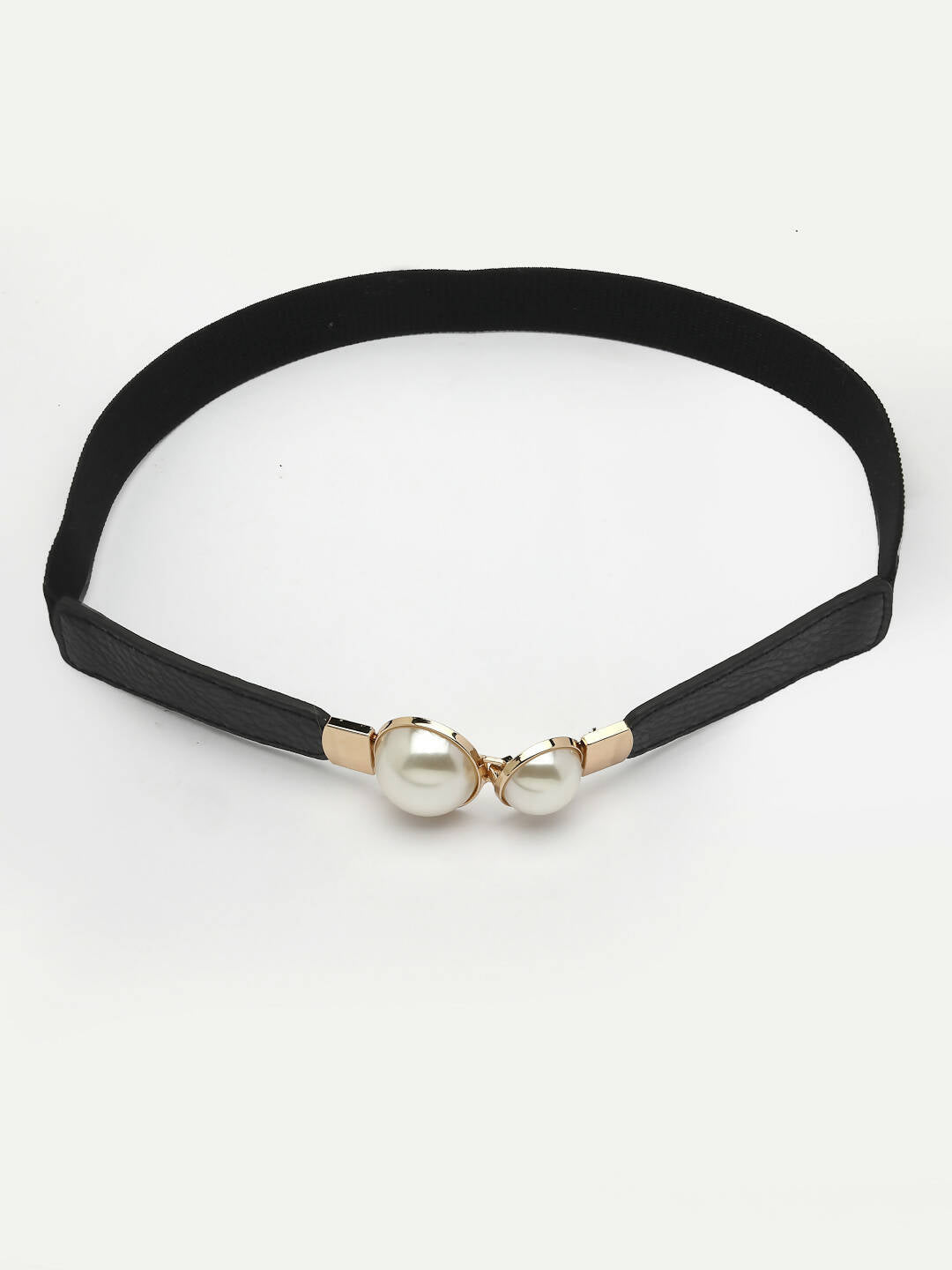 NVR Women Circular Black Stretchable Leather Belt
