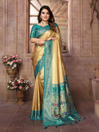 Aastha Fashion Gold Banarasi Tissue Silk Weaving Saree - Distacart