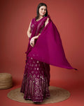 Pink Georgette Sequence Embroidered Lehenga Choli with Dupatta - Tanya