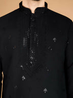 Vastranavya Black Exclusive Festival Wear Viscose Silk Thread with Sequence Embroidered Work Kurta with Dupatta