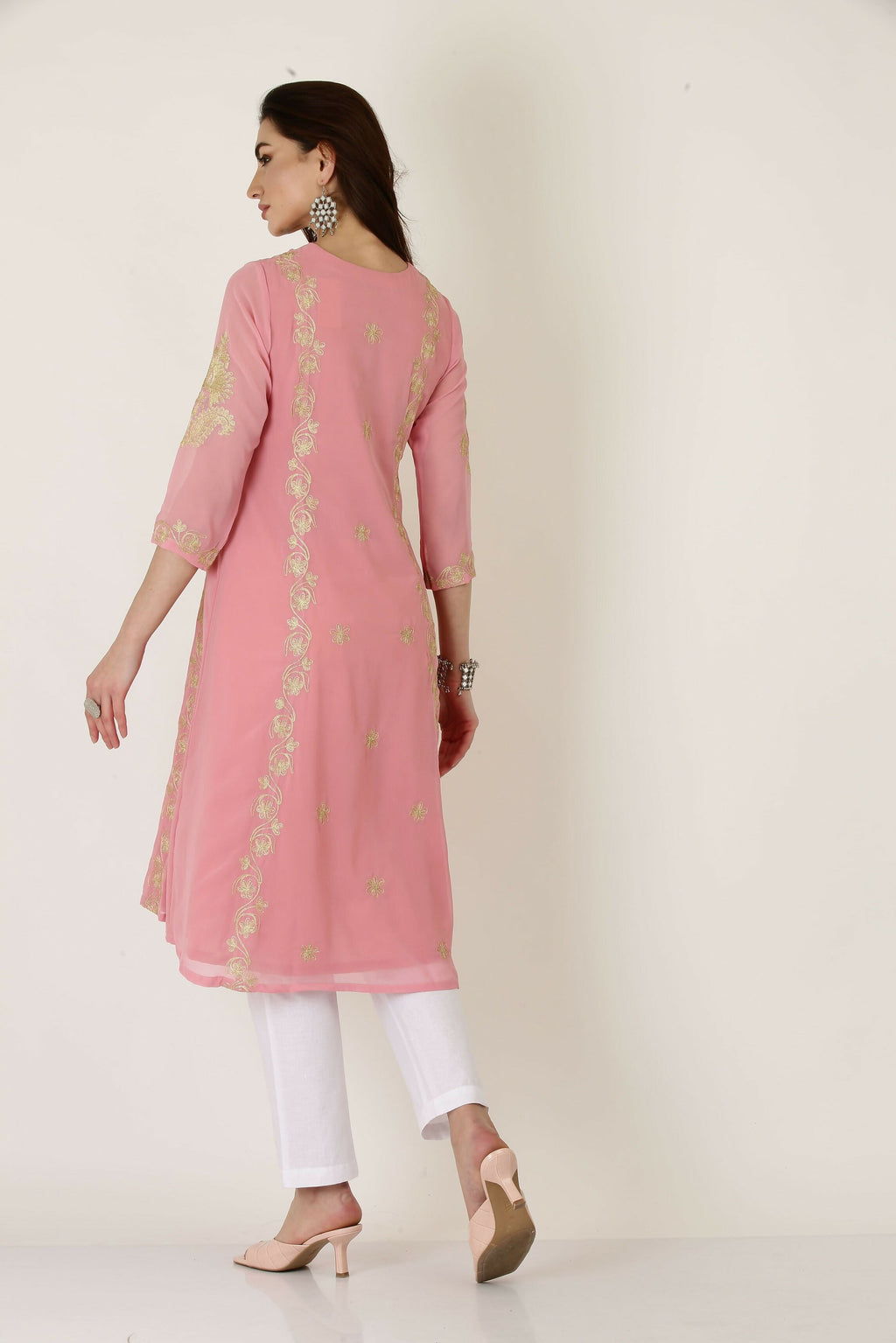 Joban Fashion Pink Georgette Kurta Set - Distacart