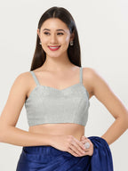 Joban Fashion Women Polyester Silver Stitched Blouse