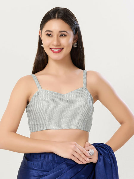 Joban Fashion Women Polyester Silver Stitched Blouse