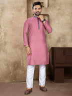 Anaita Pink Linen Silk Straight Kurta