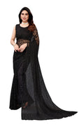 Vamika Ethnic Fire Black Pearls Net Saree - Distacart