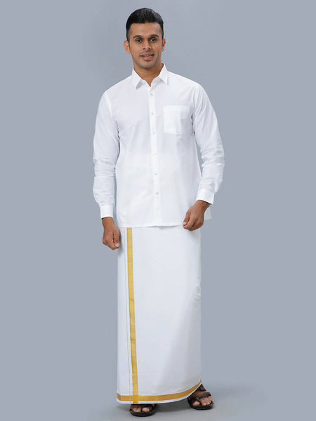 Ramraj Cotton Mens Full Sleeve Formal 100 % Cotton White Shirt
