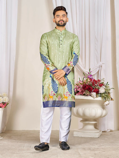 Anaita Green Dola Silk Straight Kurta With Foil Work