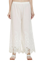 PAVONINE White Color Chikankari Lace Scalloped Hem Cotton Fabric Sharara - Distacart