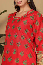 Joban Fashion Red Silk Lehenga Set