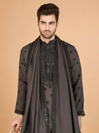 Vastranavya Brown Exclusive Festival Wear Viscose Silk Thread with Sequence Embroidered Work Kurta with Dupatta