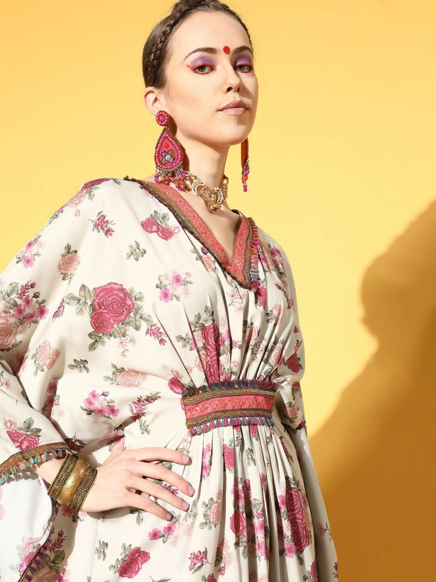 Ahalyaa Women Beige Colour Crepe Digital Printed Kurta Palazzo Set - Distacart
