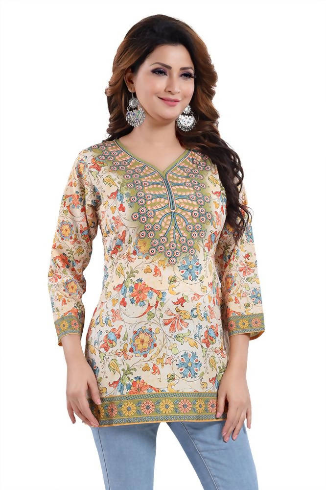Snehal Creations Elegant Faux Crepe Printed Short Kurti Tunic