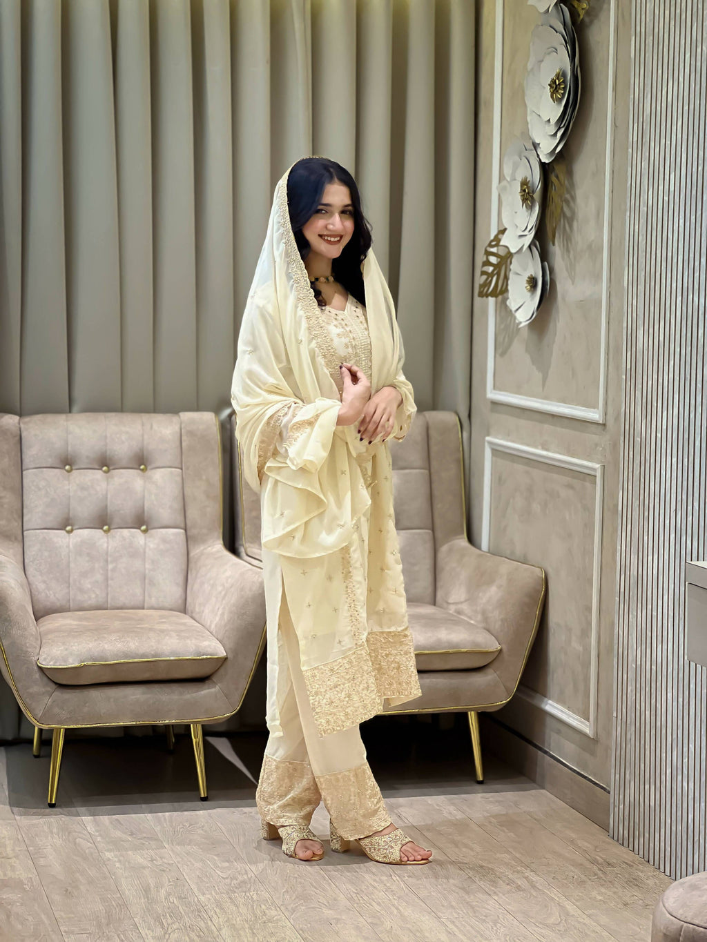 Teeya Creation White Color Faux Georgette Embroidery Work Party Wear Salwar Suit - Distacart