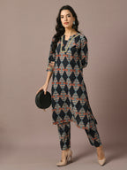 Myshka Women's Multi Printed Cotton Straight Party Kurta Set