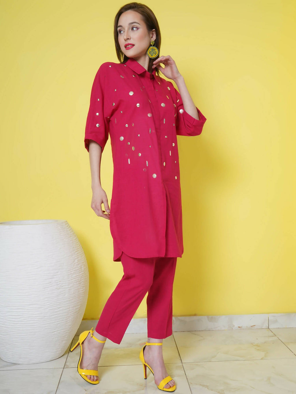 Women Republic Pink Cotton Embellished Kurta Set - Distacart