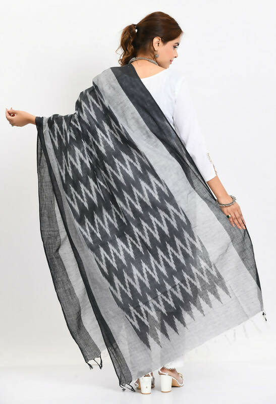 Mominos Fashion Moeza Women's Handloom Cotton Ikkat Black Dupatta - Distacart
