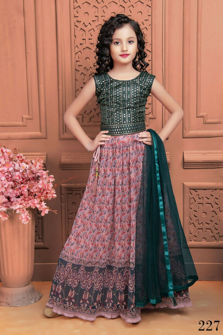 Kids Wedding Designer Light Pink Georgette Lehenga Choli - Aaradhna