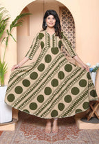 Miravan Womens Green Cotton Anarkali Kurta - Distacart
