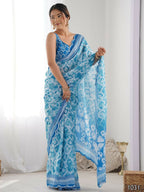 Designer Partywear Georgette Sky Fancy Saree - Durga