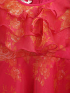 Ahalyaa Pink Organza Digital Print Kids Dress Kurta For Girls