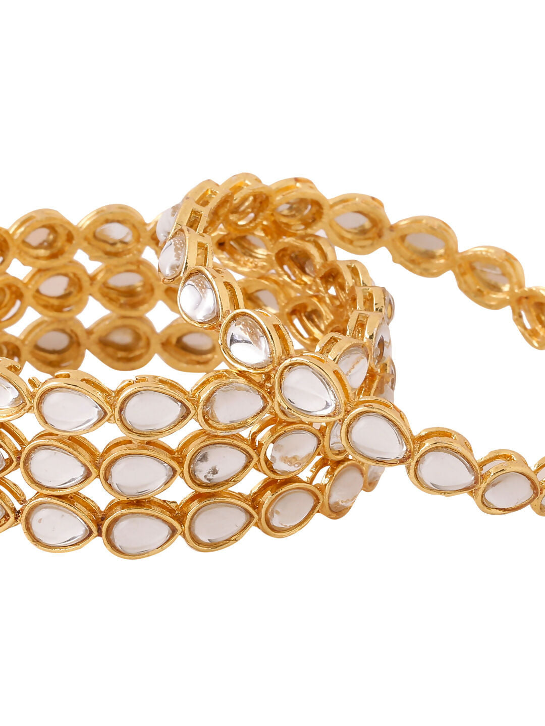 NVR Women's Set of 2 Gold-Plated Kundan Studded Traditional Bangles - Distacart
