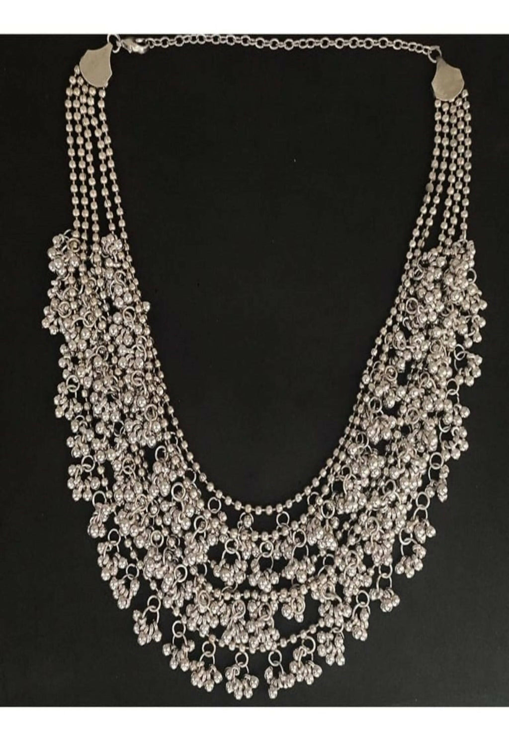 Mominos Fashion Johar Kamal Oxidised Silver-Plated Brass Finish Ghungroo Necklace with Earrings For Women - Distacart