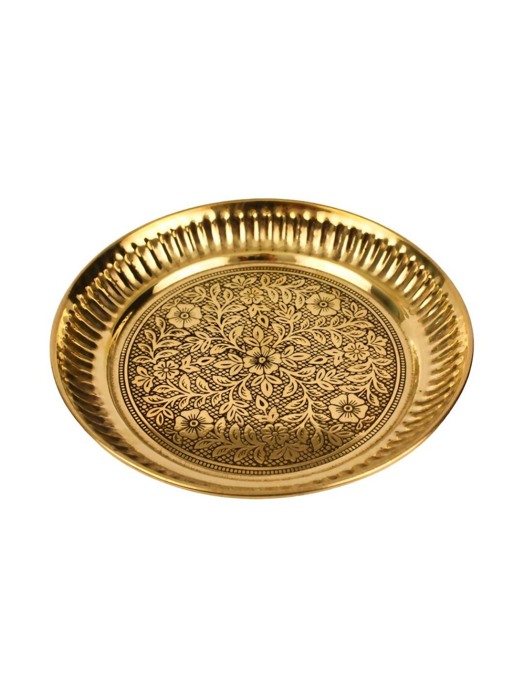 Spillbox Gold-Toned Brass Textured Thali Pooja Essential