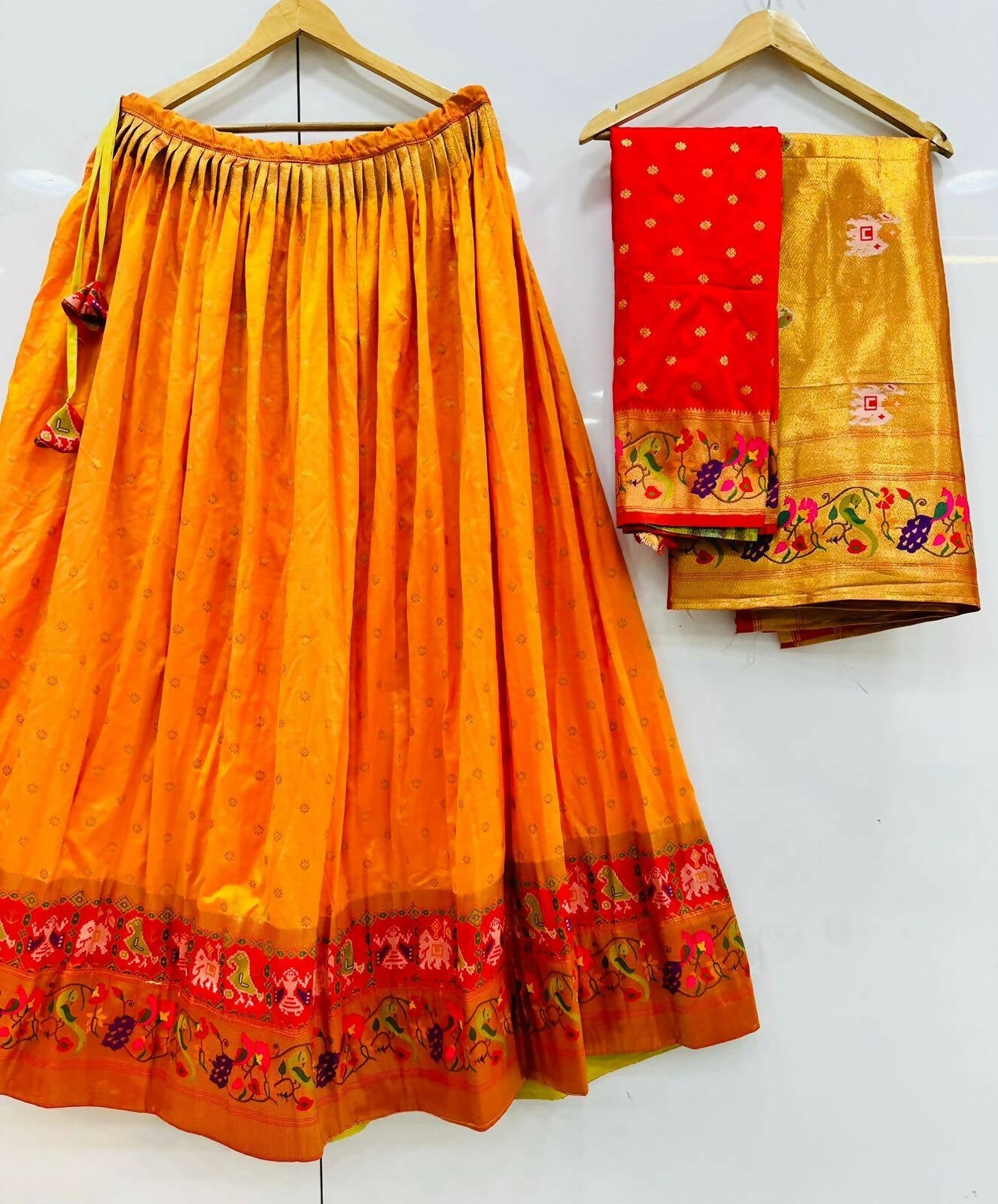 DEIANA'S Beautiful Jari Silk Weaving Lehengha choli - Orange