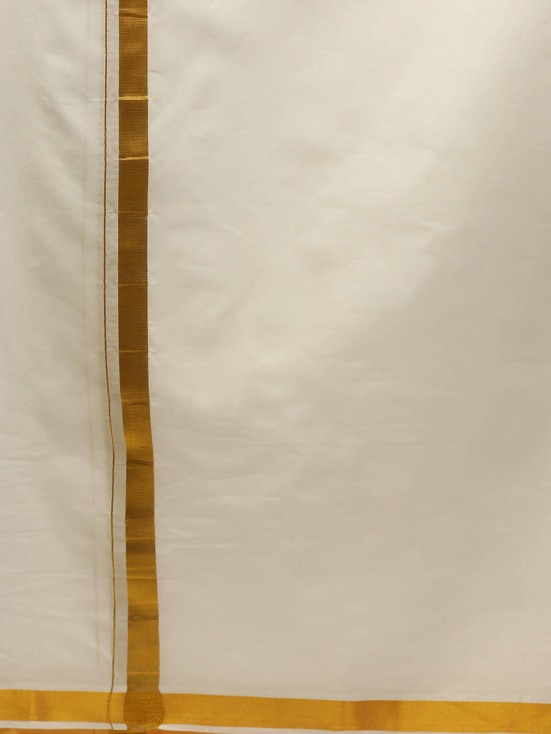 Ramraj Cotton Mens Pure Cotton 1 Inch Gold Jari Dhoti - Cream