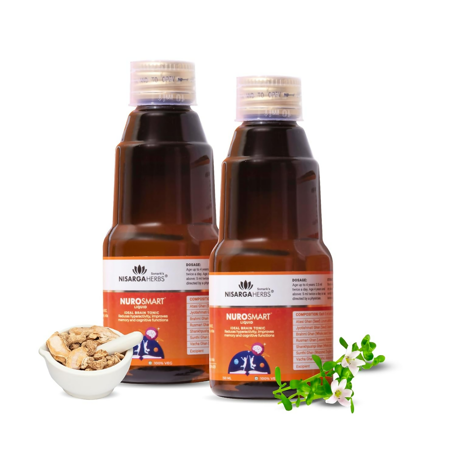 Nisarga Herbs Nurosmart Brain Booster Syrup For Kids (2–12Y) - Distacart