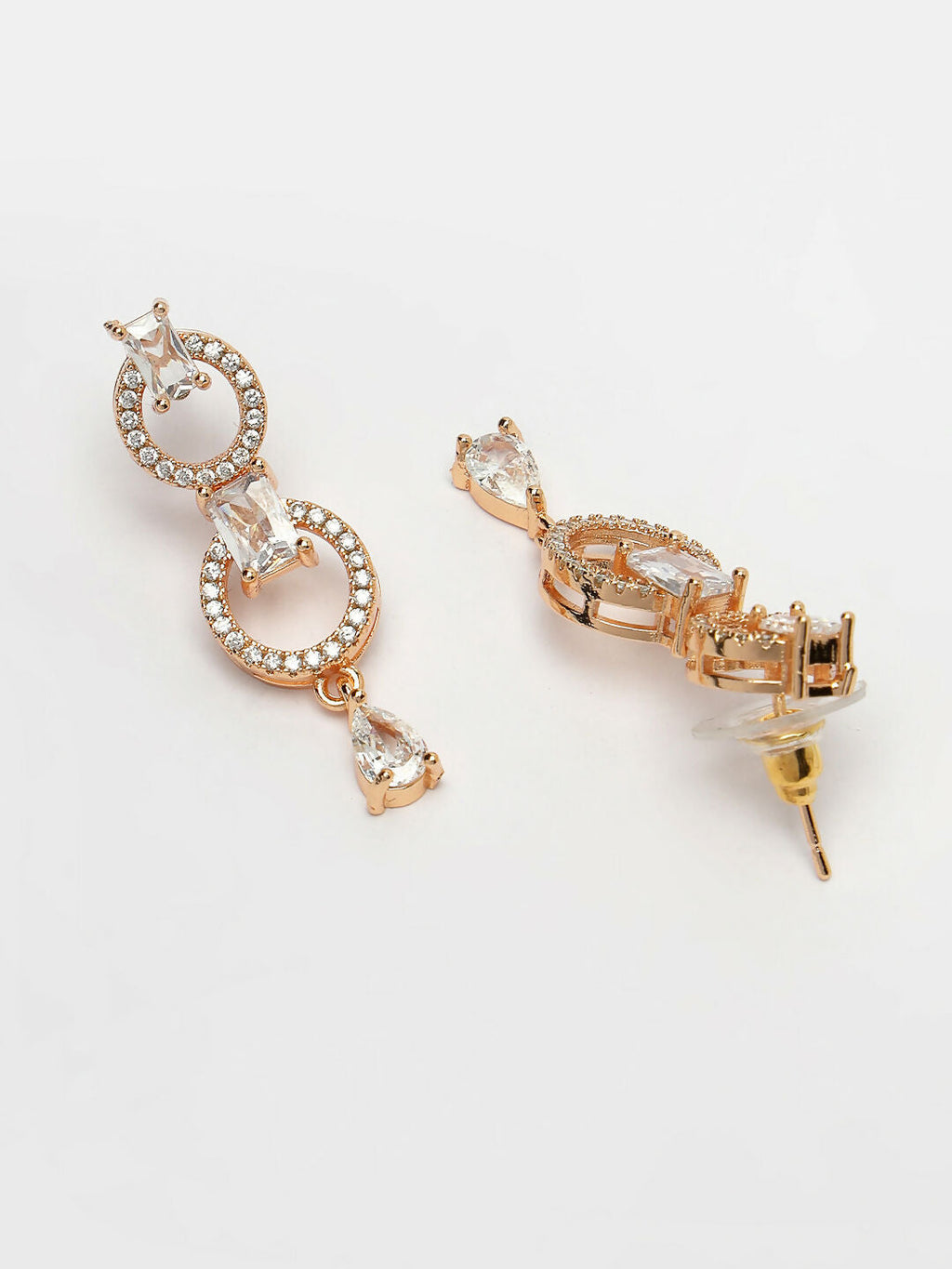 NVR Women's Gold-Polished American Diamond Studded Handcrafted Jewellery Set