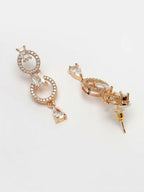 NVR Women's Gold-Polished American Diamond Studded Handcrafted Jewellery Set