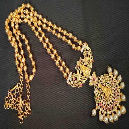 Gold-Polished Temple Long Necklace